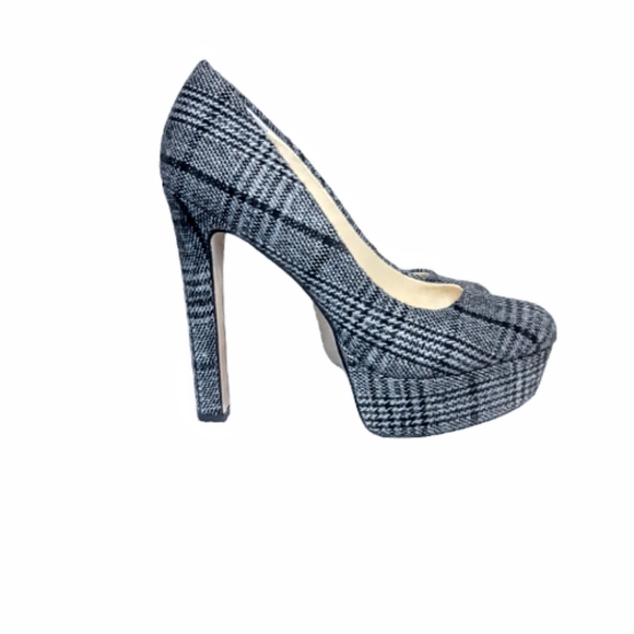 Jessica Simpson Nellah Chunky Plaform Pump High Heels Black white plaid retro - Picture 4 of 7